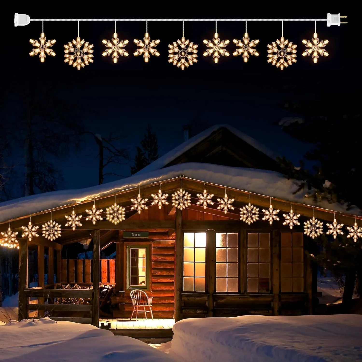 Minetom Christmas Snowflake Icicle String Lights with 6 Drops, 1 PC - 9 Drops - Snowflake, photo 5