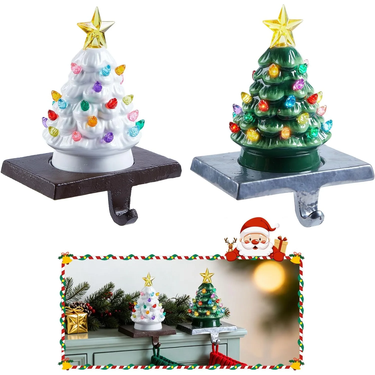 Minetom Ceramic Christmas Stocking Holders with LED, photo 1