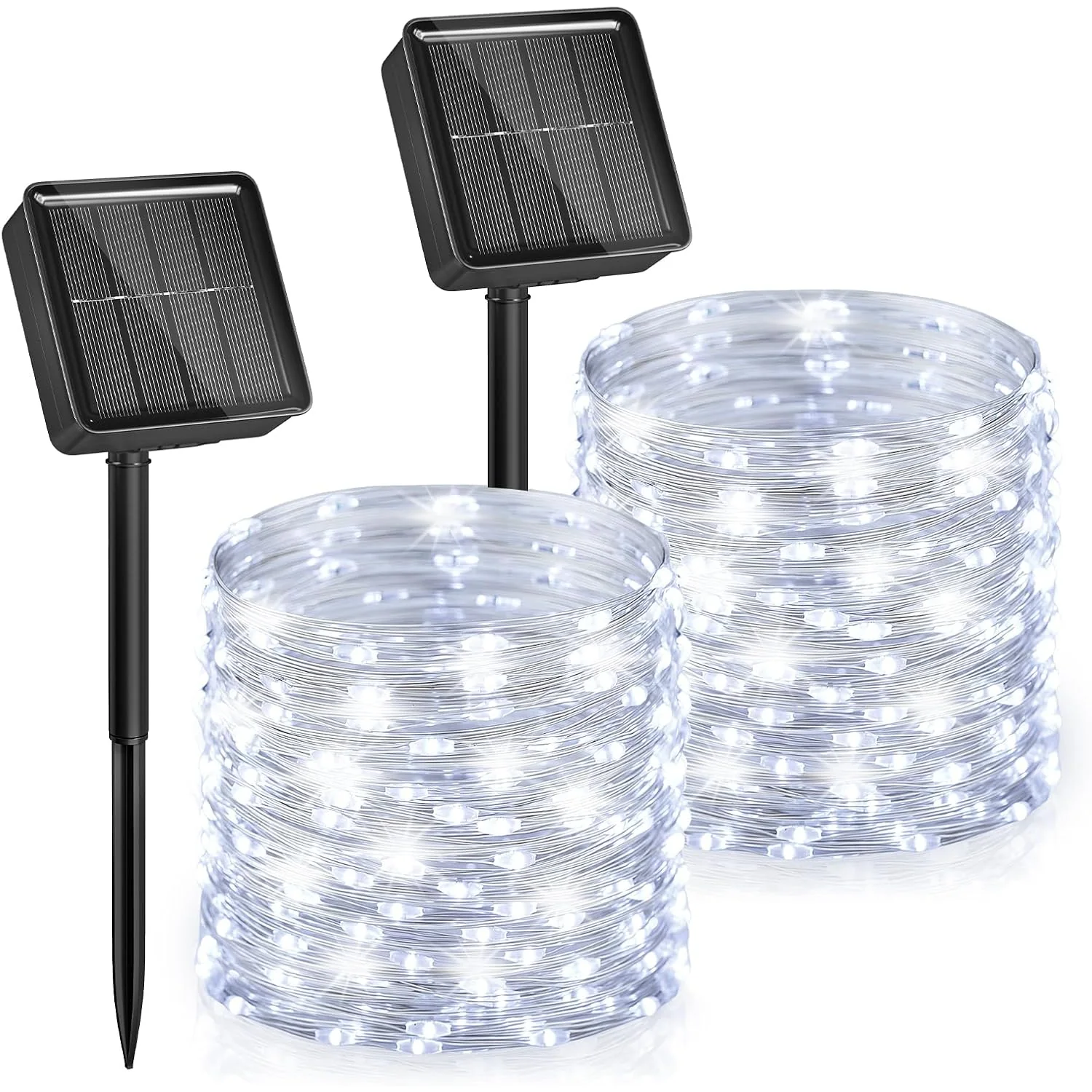 Minetom Solar String Lights for Outside, Pure White, 2 Packs, photo 6