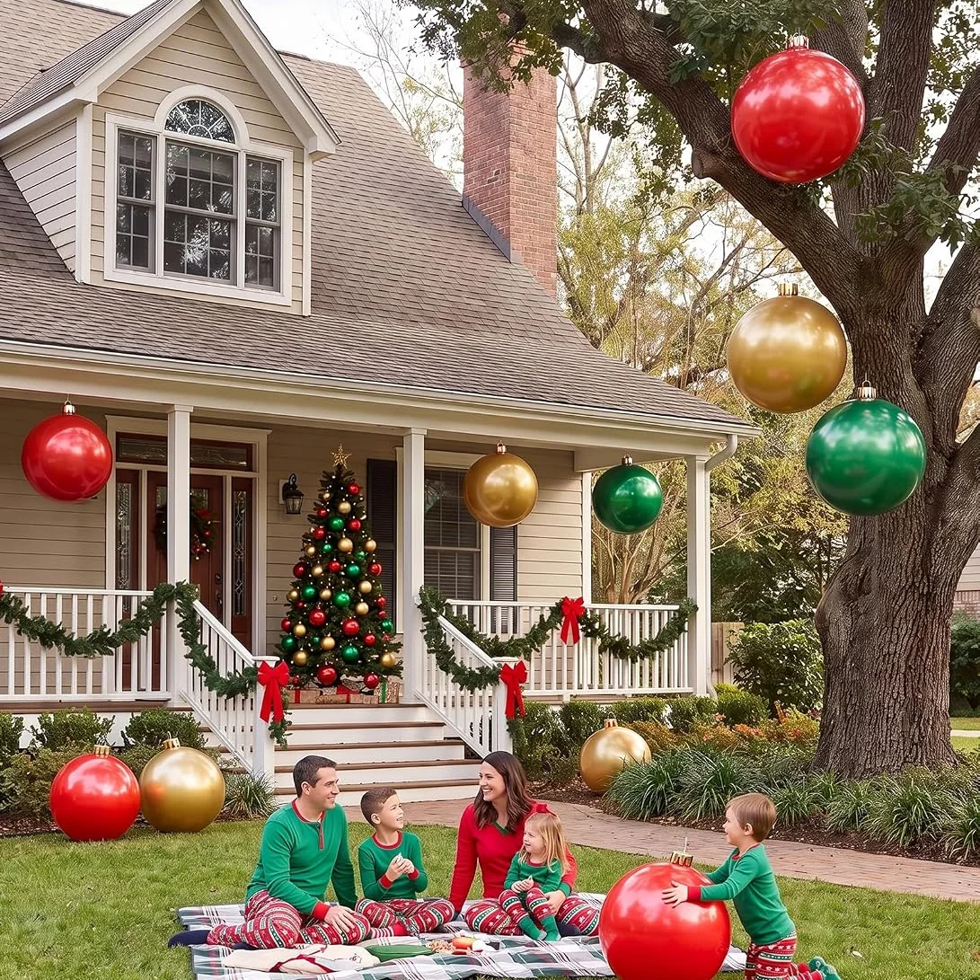Minetom 25in Gold Inflatable Christmas Ball Ornament, photo 2
