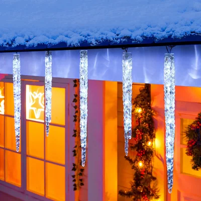 Minetom Christmas Icicle Lights Outdoor with Clips- 18.7ft 100 LED 20 Tubes, thumbnail 1