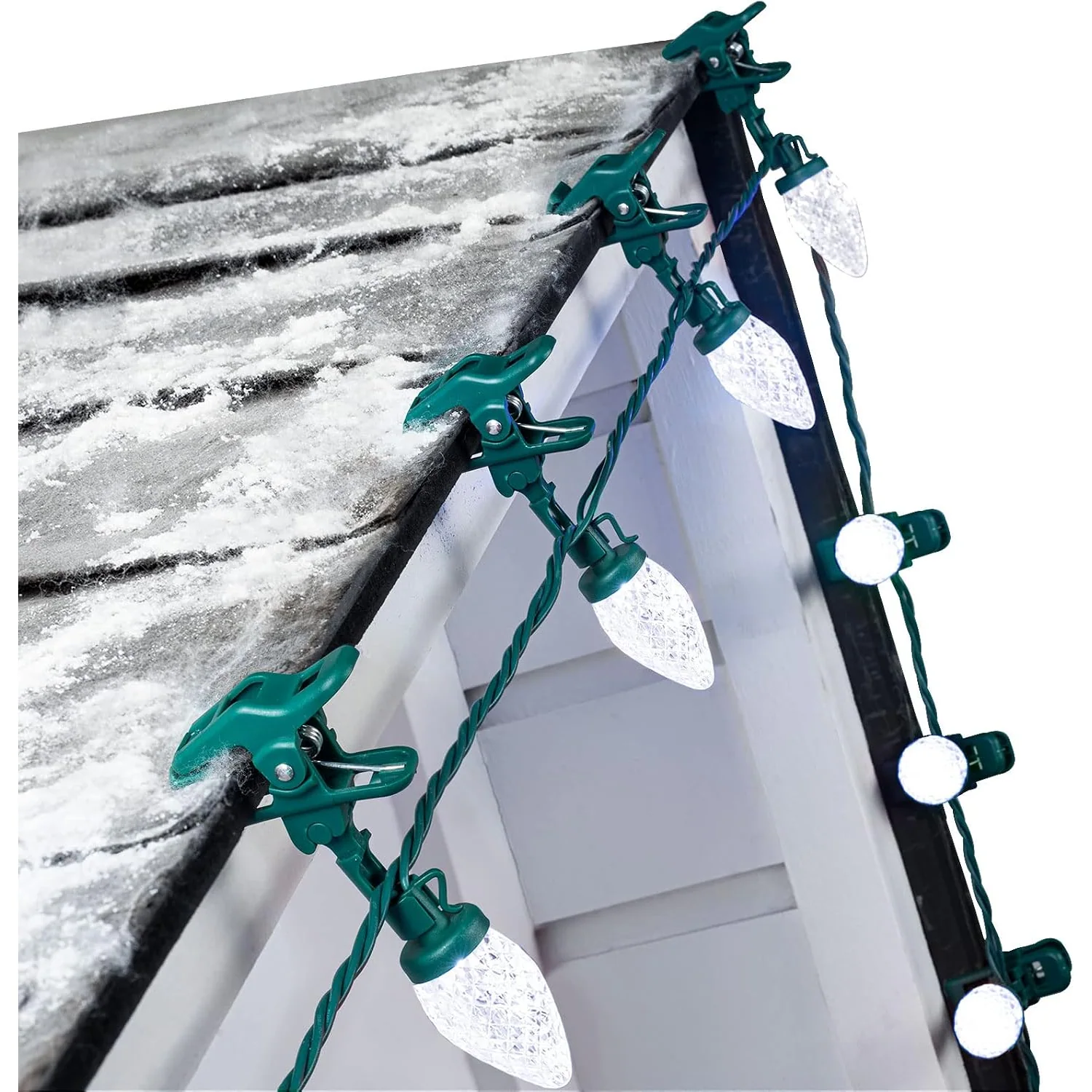 Minetom Christmas Lights Outdoor, 68FT 100 LED C9 String Lights with Spring, Pure White, 68Ft, photo 5