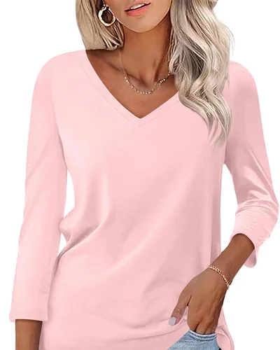 Minetom Women's 3/4 Length Sleeve Tops V Neck T Shirts Casual Basic Tees, thumbnail 30