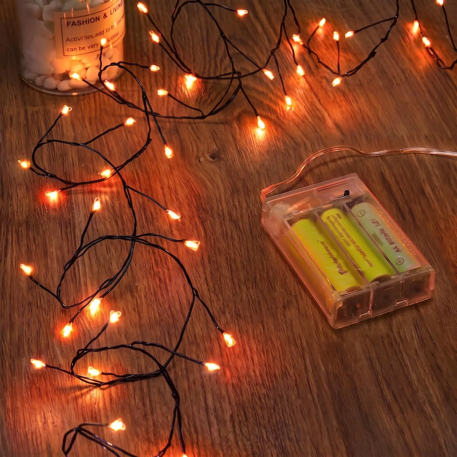Minetom Fairy Lights Battery Operated, Twinkle String Lights 5ft 60LED, Orange, 1 Pack, photo 5