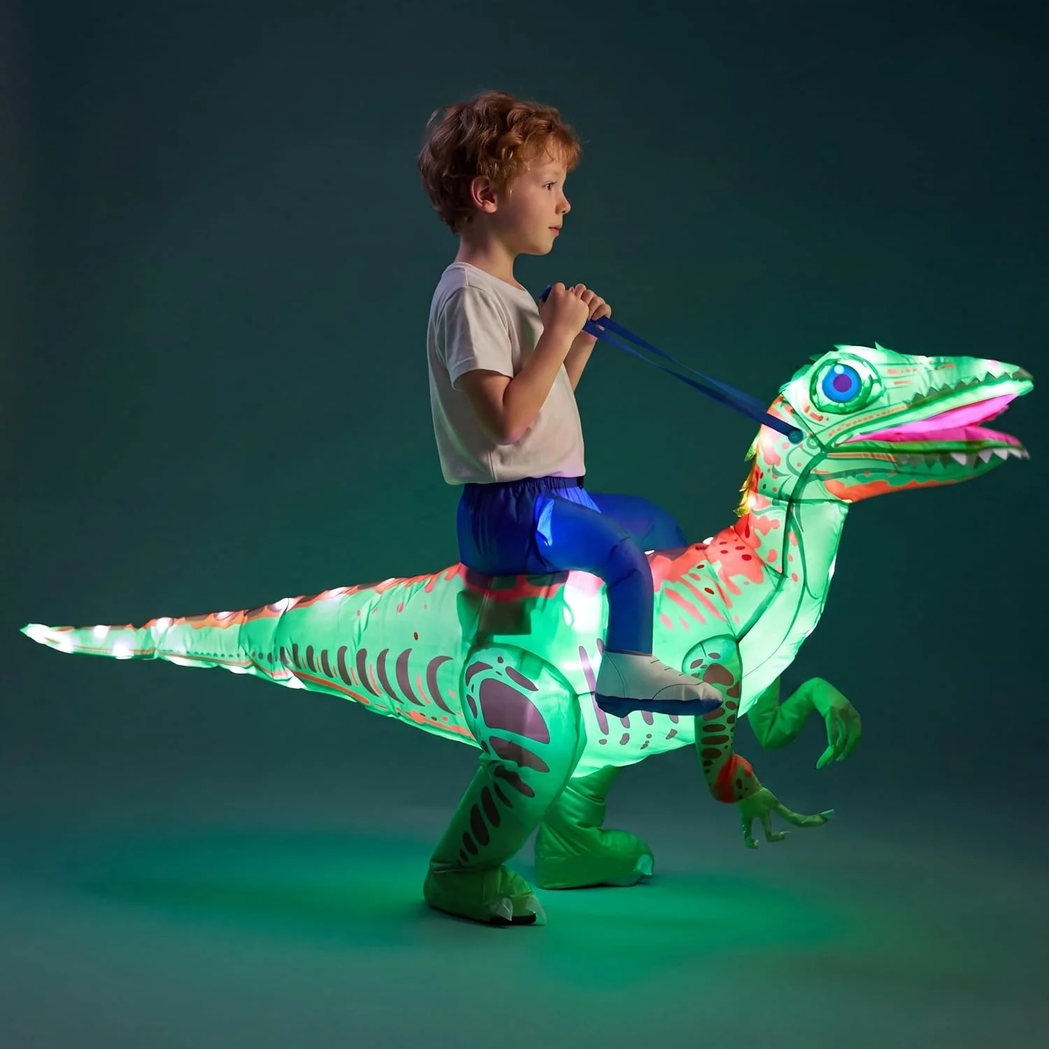 Minetom Halloween Light-Up Inflatable Dinosaur Costume For Kids, Green, photo 1