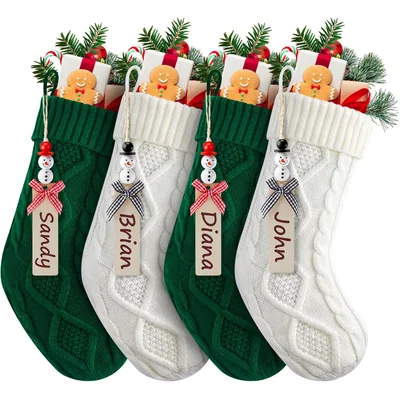 Minetom Personalized Christmas Stockings, Christmas Hanging Stockings with Name Tags, thumbnail 8