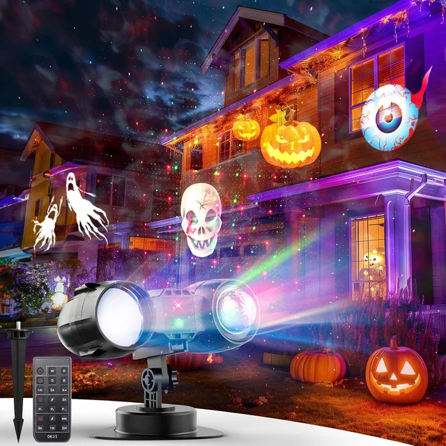 Minetom 3 in 1 Halloween Christmas Projector Lights Outdoor 21 HD Effects (3D