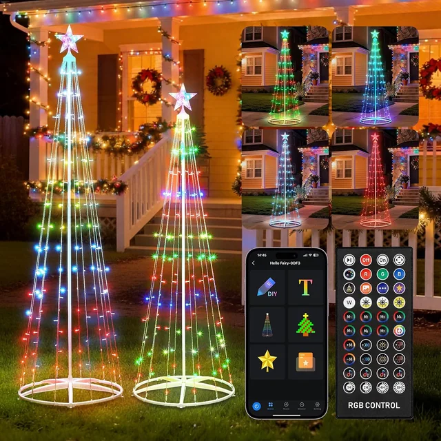 Minetom 2Pack Smart Christmas Cone Tree Light