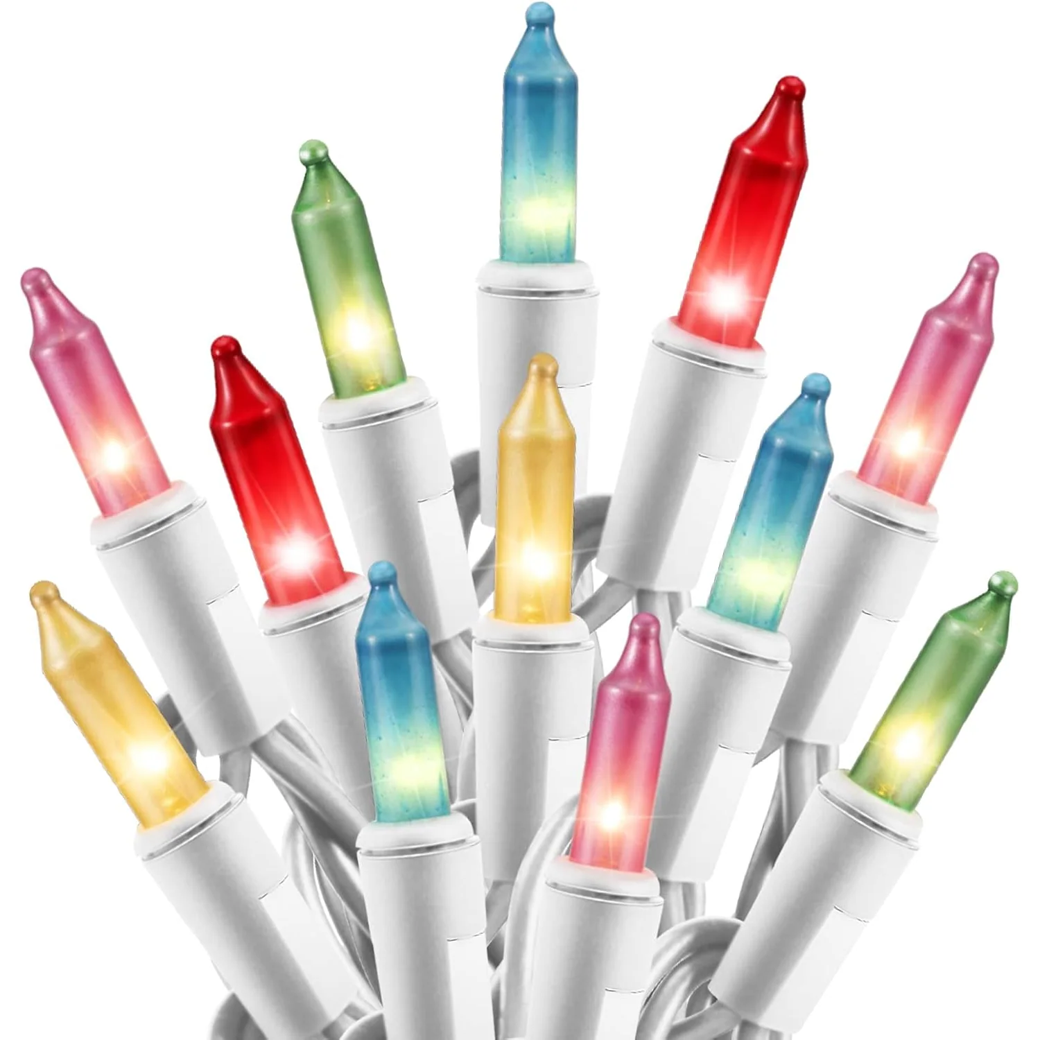 Minetom Clear Christmas String Lights 100 Count 20 Feet Incandescent Bulb, Pink - Multicolor, 100 Count, photo 4