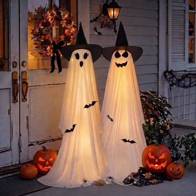 Minetom 2 Pack 5 FT Halloween Ghost Decorations Light Up Ghosts Outdoor