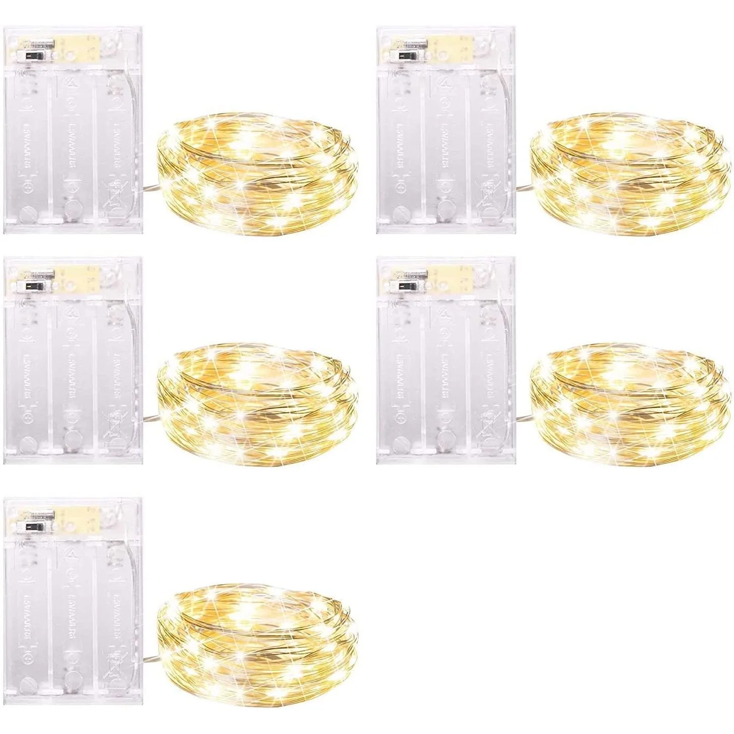 Minetom Fairy Lights Battery Operated, 5 Pack 7 FT 20 LED String Lights, Warm White, 5 Pack, photo 9