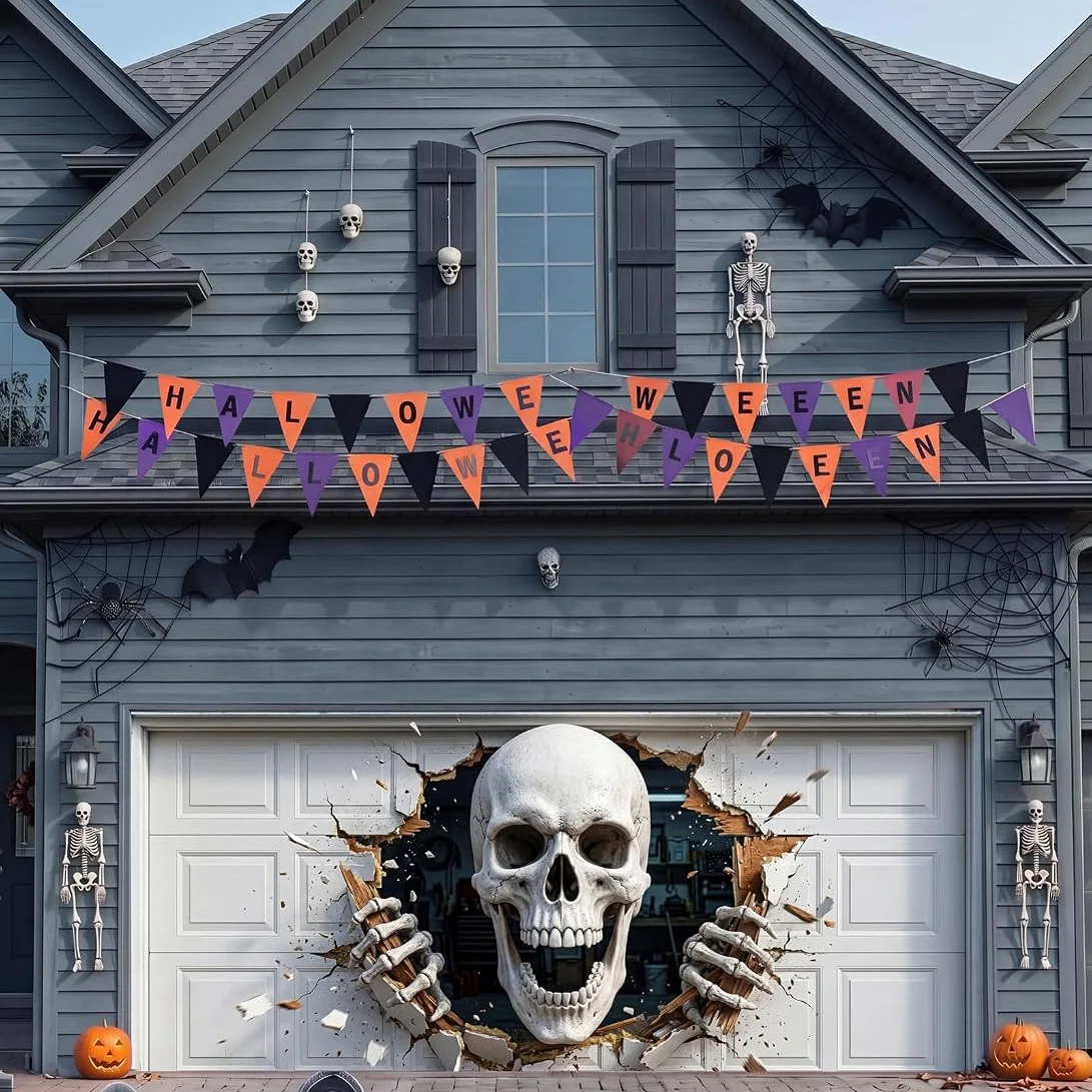 Minetom 7x16ft 2026 Halloween Garage Door Cover, photo 2