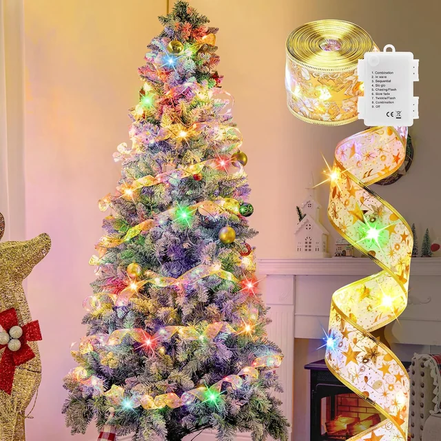 Minetom Christmas Tree Ribbon String Lights