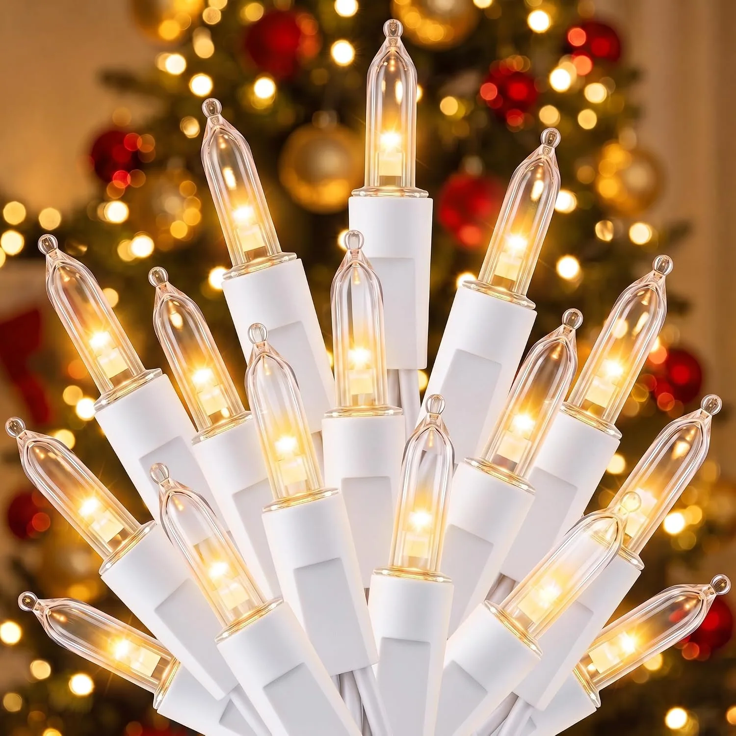 Minetom LED Christmas Lights Indoor Outdoor, Warm White-White Wire, 33 ft, photo 12