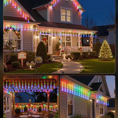 Minetom Solar Meteor Shower Icicle Lights, thumbnail 2