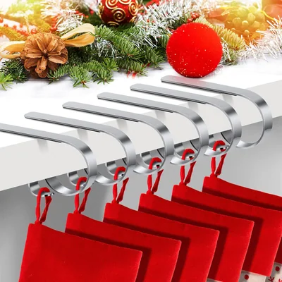 Minetom Christmas Stocking Holders for Mantle Set, Non-Slip Adjustable Mantle Stocking Holders, thumbnail 1