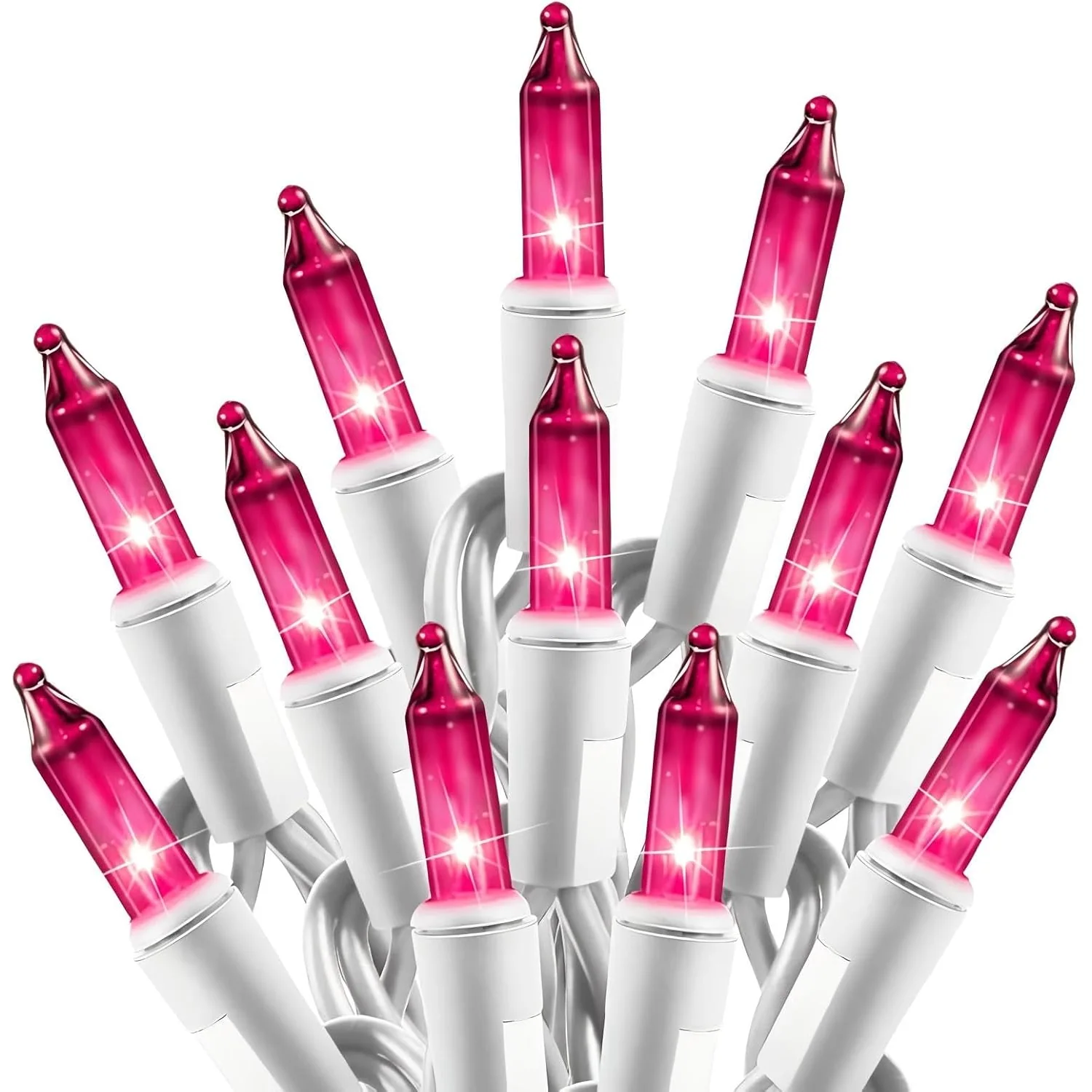 Minetom Clear Christmas String Lights 100 Count 20 Feet Incandescent Bulb, Pink, 100 Count, photo 3