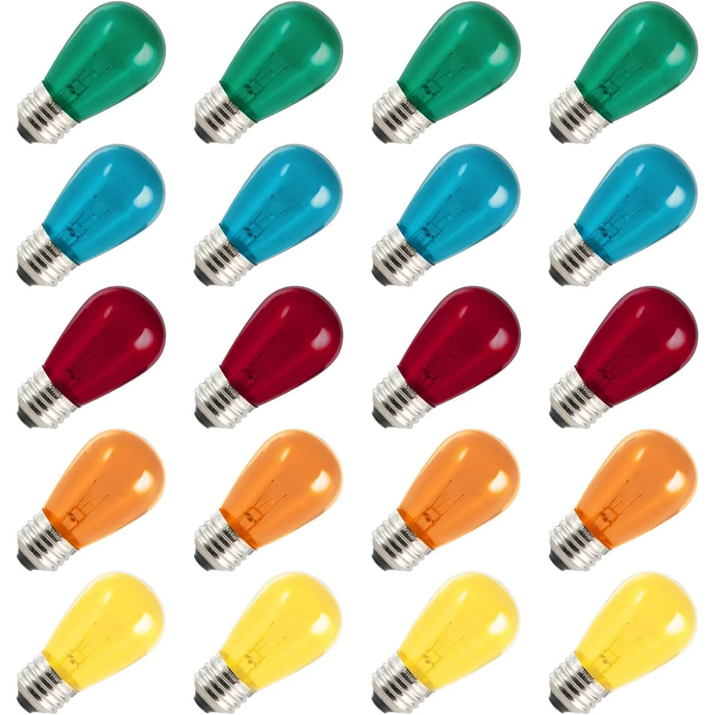 Minetom S14 Incandescent Edison Light Bulbs, 20 Pack 11W, Multicolor, 11.0 Watts, 20, photo 6