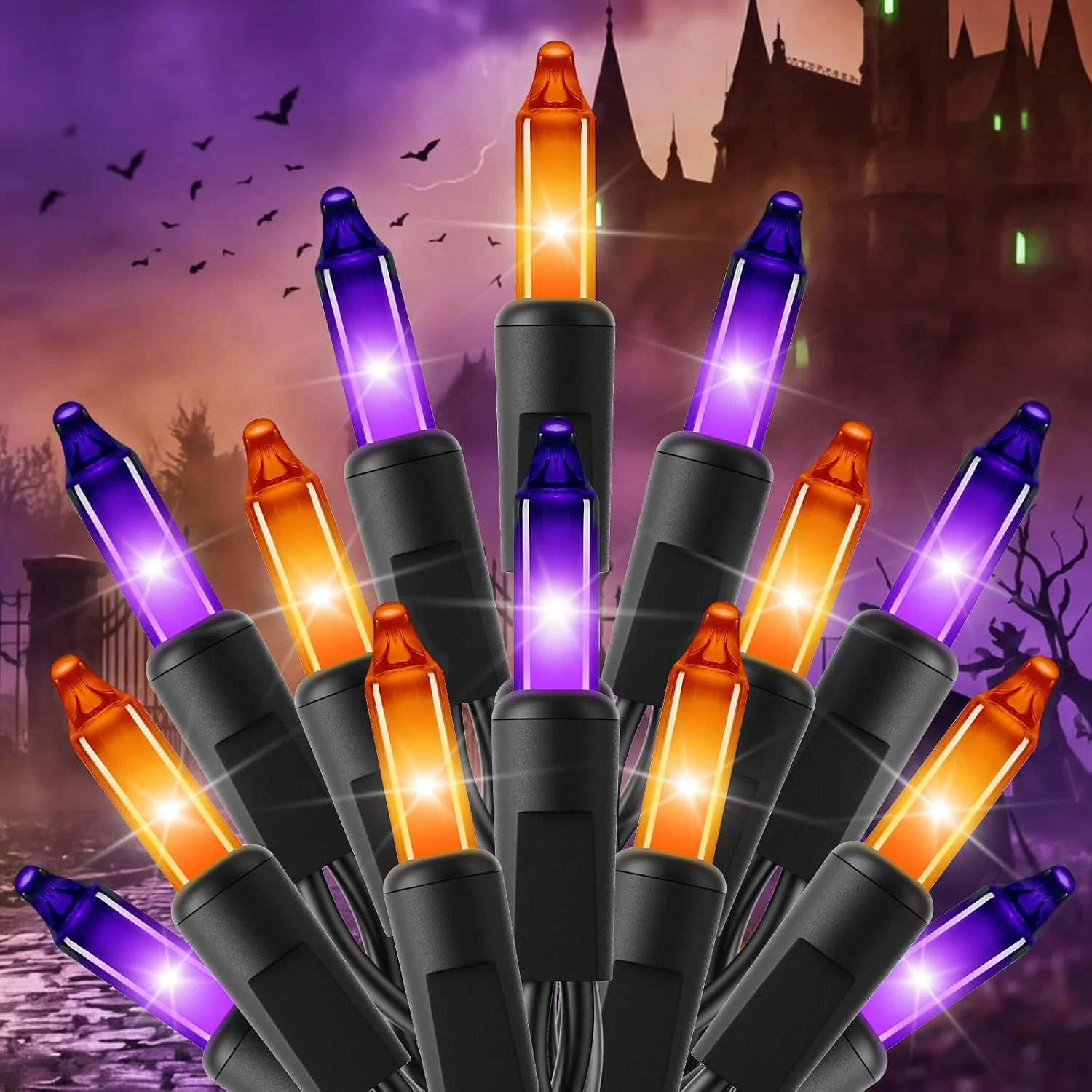 Minetom Red White Blue LED Christmas String Lights, Orange & Purple, photo 2
