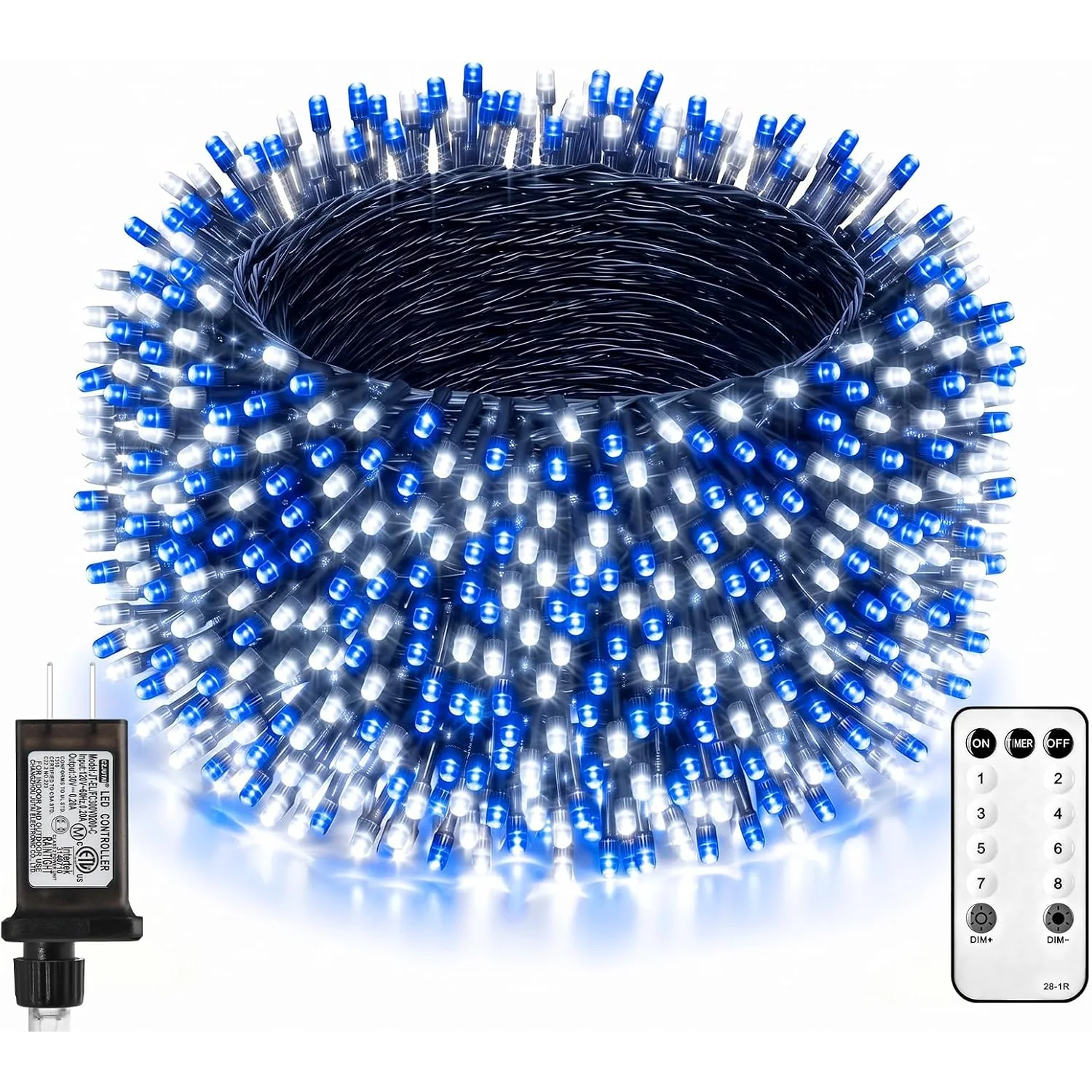 Minetom Red Green White Christmas Lights, Blue & Cool White, 50 Ft, photo 7