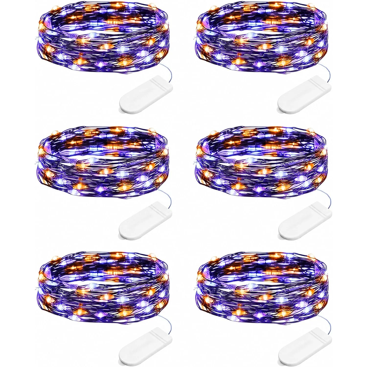 Minetom 6 Pack Battery Operated LED Fairy Lights for Christmas Decor, 6 Pack - Orange and Purple, photo 8