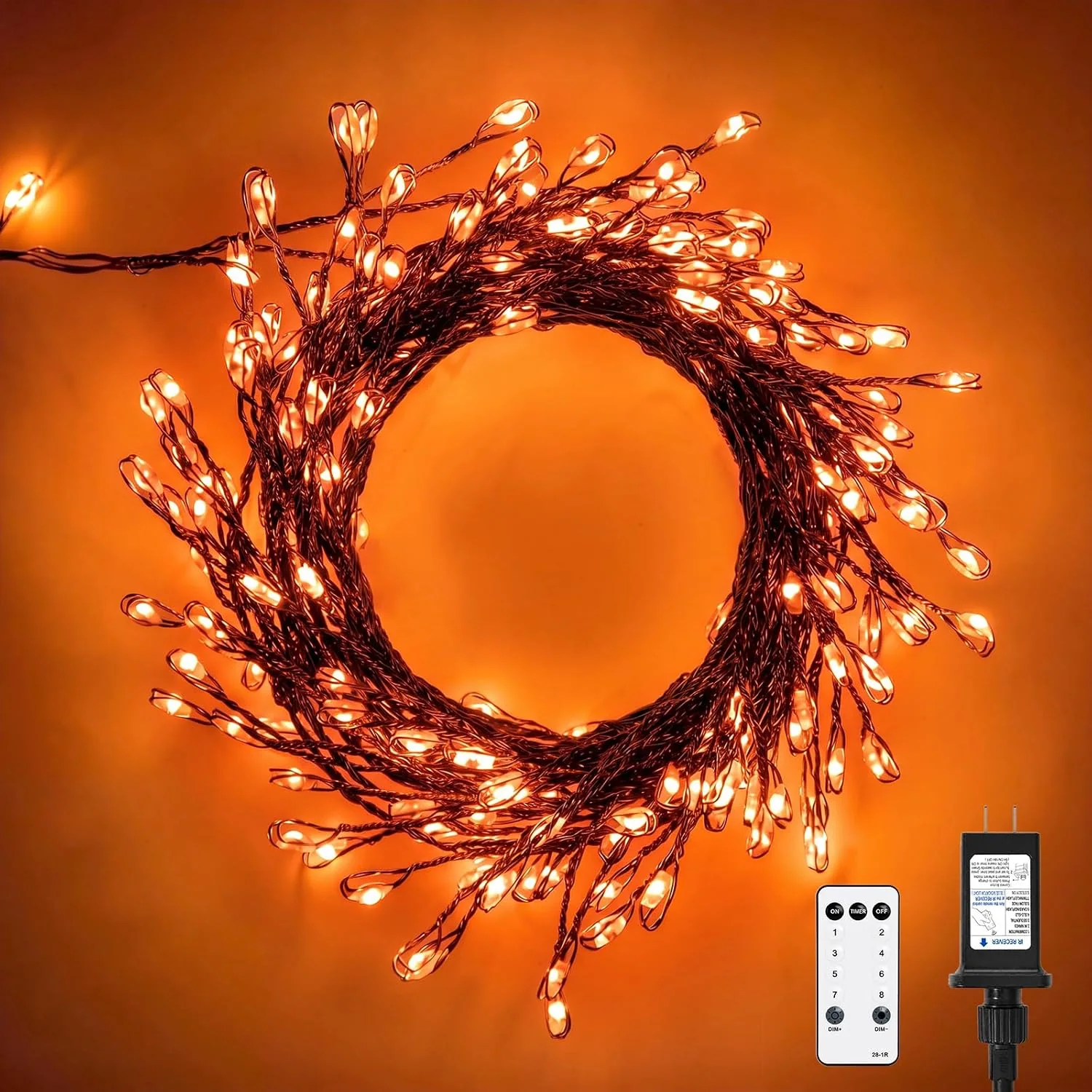 Minetom Halloween Fairy Lights Plug, Orange, 200LEDs, photo 4