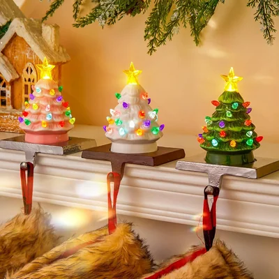 Minetom Ceramic Christmas Tree Stocking Holders for Mantle, thumbnail 2