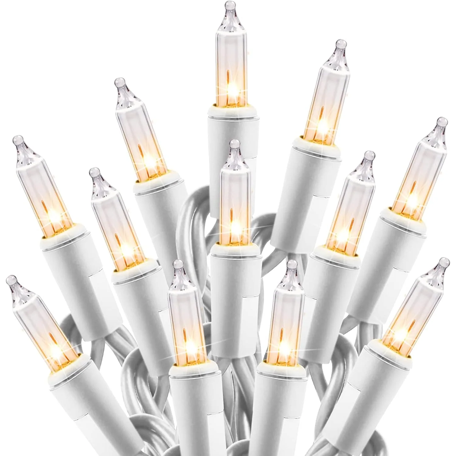 Minetom Clear Christmas String Lights 100 Count 20 Feet Incandescent Bulb, Warm White, 100 Count, photo 1