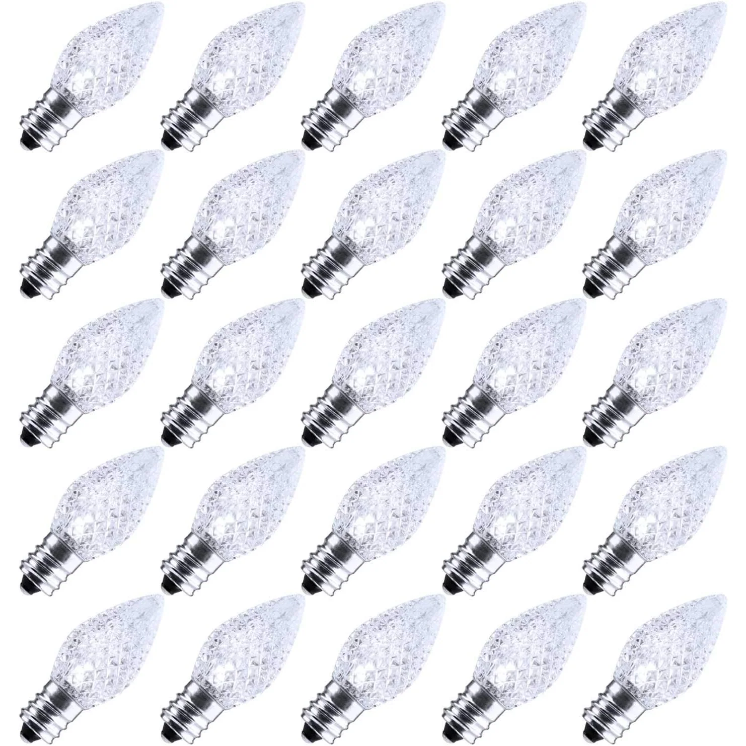 Minetom 25 Pack C7 LED Christmas Lights Bulbs, Pure White, C7, photo 6