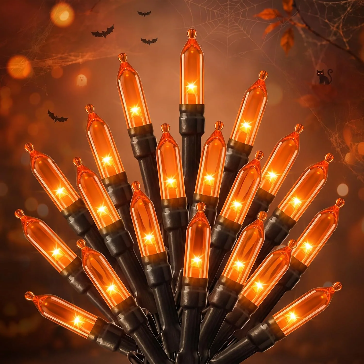 Minetom Orange Halloween String Lights Outdoor, Orange, 100LEDs, photo 1