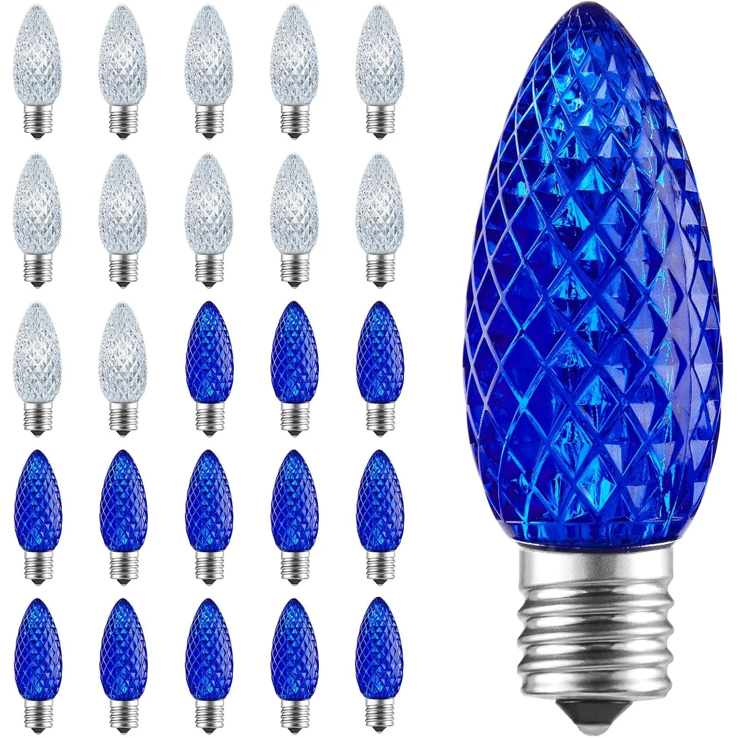 Minetom C9 LED Replacement Christmas Light Bulbs, Blue and Pure White, 25, photo 10