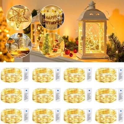 Minetom 12 Pack Warm White Battery Operated Fairy String Lights 8 Modes, thumbnail 2