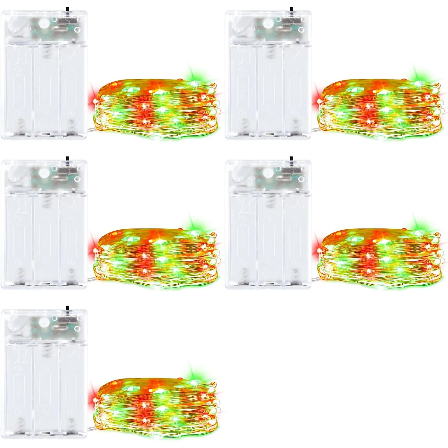 Minetom Fairy Lights Battery Operated, 5 Pack 7 FT 20 LED String Lights, Red & Green, 5 Pack, photo 8