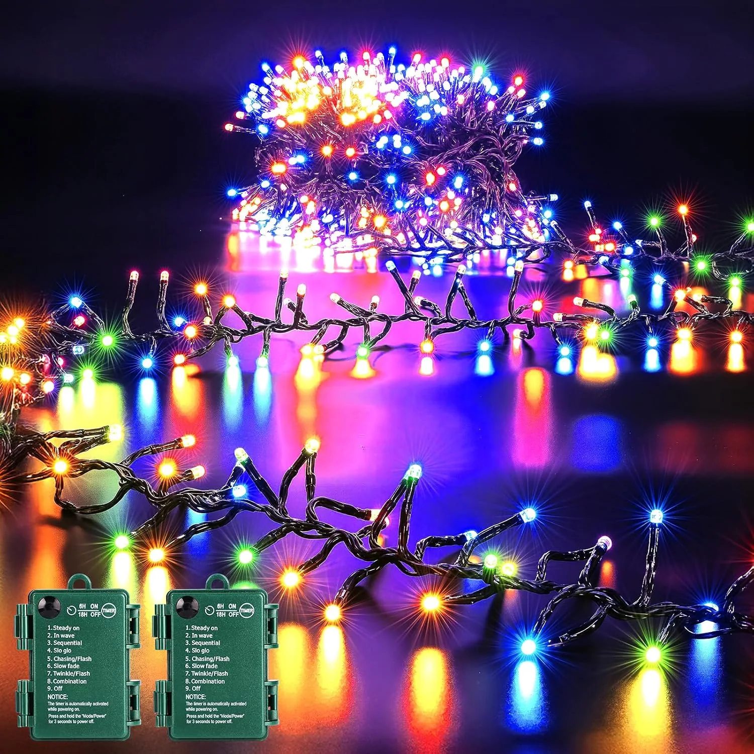 Minetom Battery Operated Christmas Lights Outdoor, Multicolor, 2 Pack, photo 4