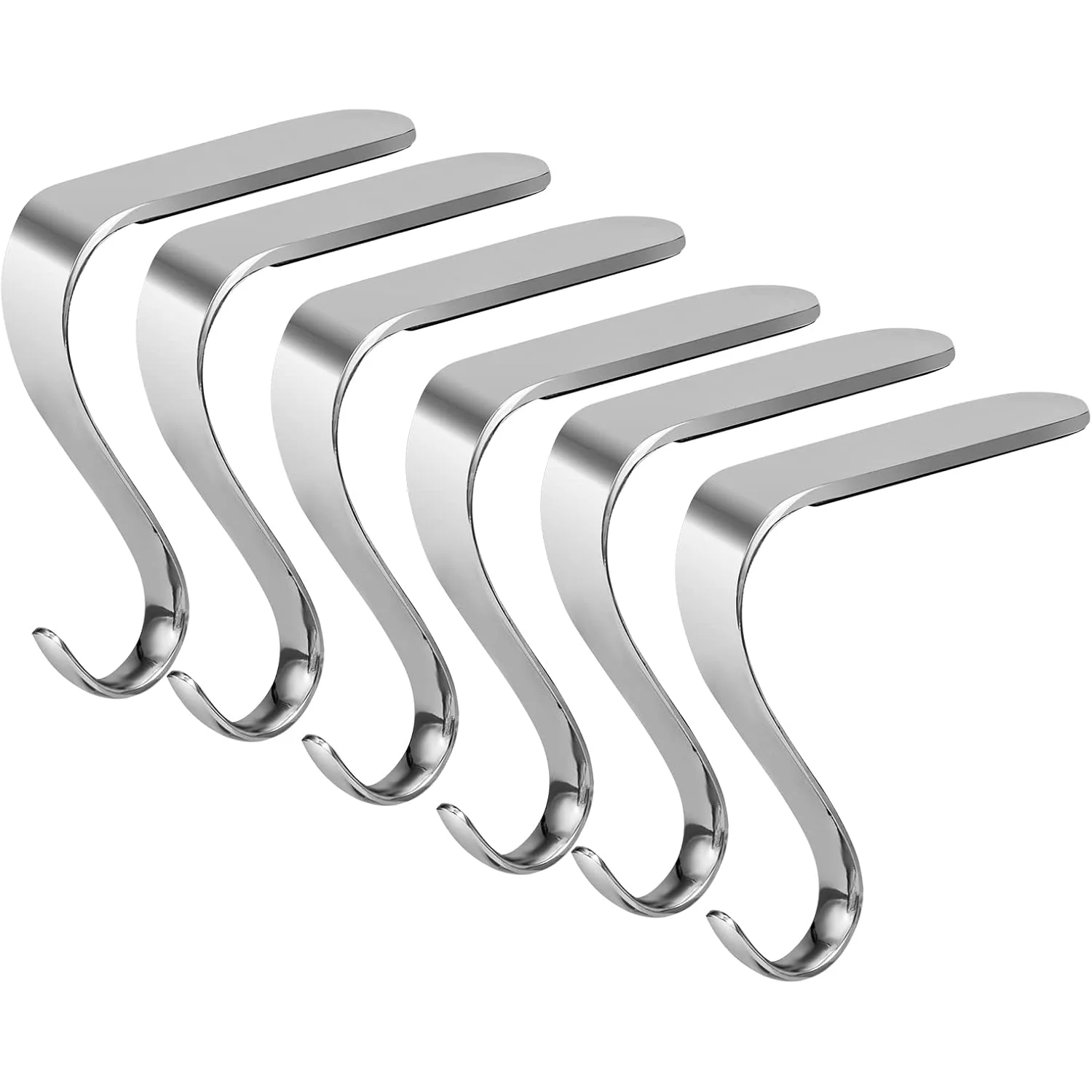 Minetom Christmas Stocking Holders for Mantle, Silver, 6, photo 1