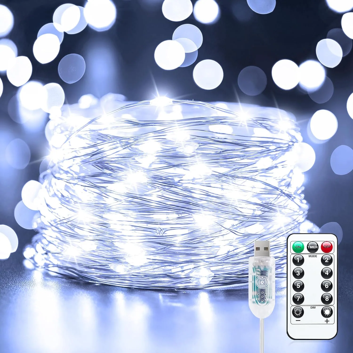 Minetom Twinkle Fairy Lights Plug, Pure White, 1 Pack - 100LEDs, photo 6