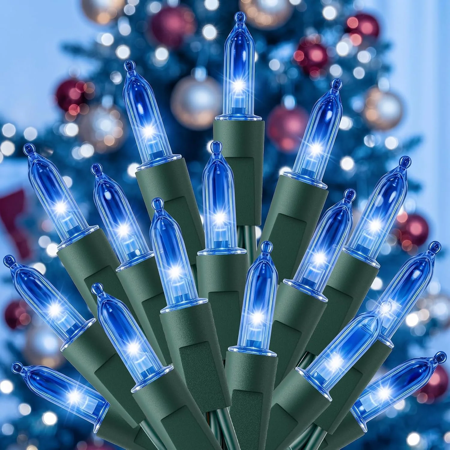 Minetom LED Christmas Lights Indoor Outdoor, Blue, 33 ft, photo 1