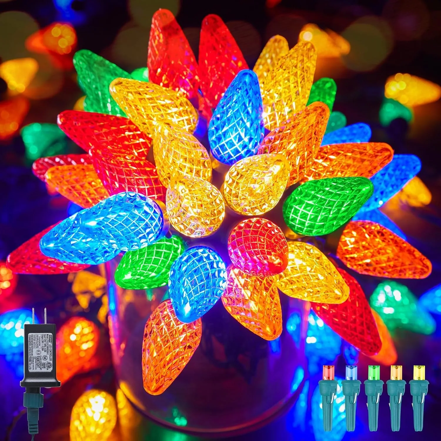 Minetom C9 Christmas Lights Outdoor, 100 FT 150 LED Connectable C9 String Lights, Multicolor, 150LED, photo 7