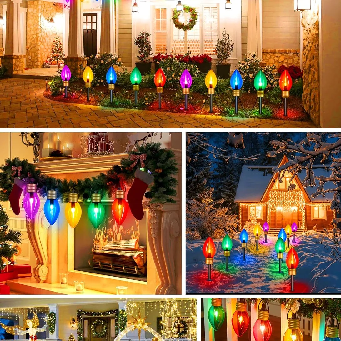 Minetom Christmas Lights Jumbo C9 Outdoor Lawn Decorations with Pathway Marker, photo 2