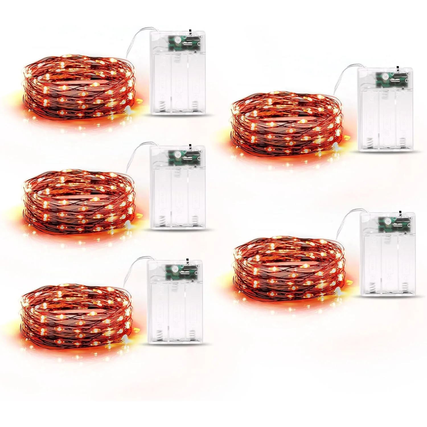Minetom 5 Pack Fairy Lights Battery Operated, Orange, 5 Pack, photo 4