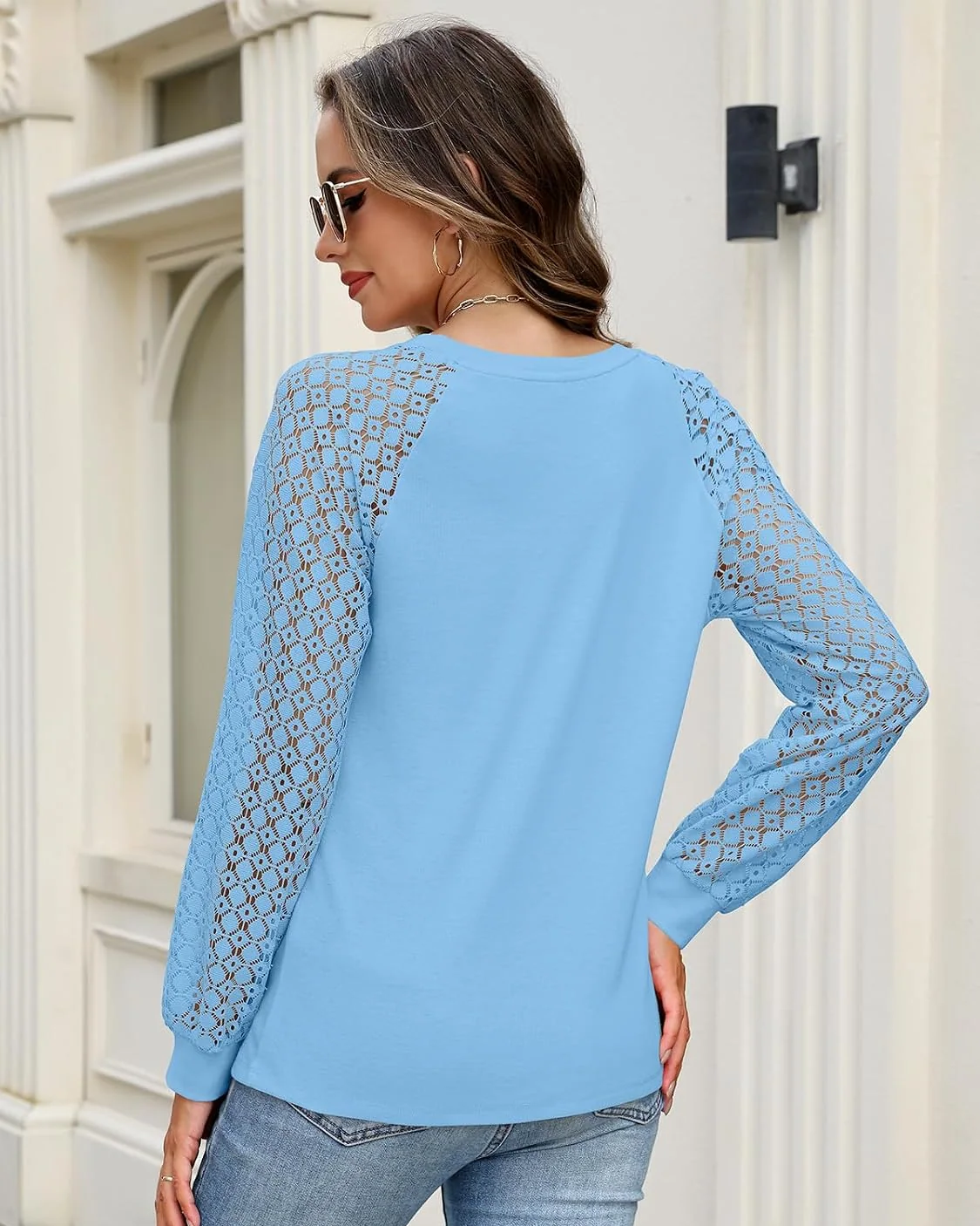 Minetom Womens Lace Tops Long Sleeve Shirts Dressy Casual Blouses Trendy, photo 2