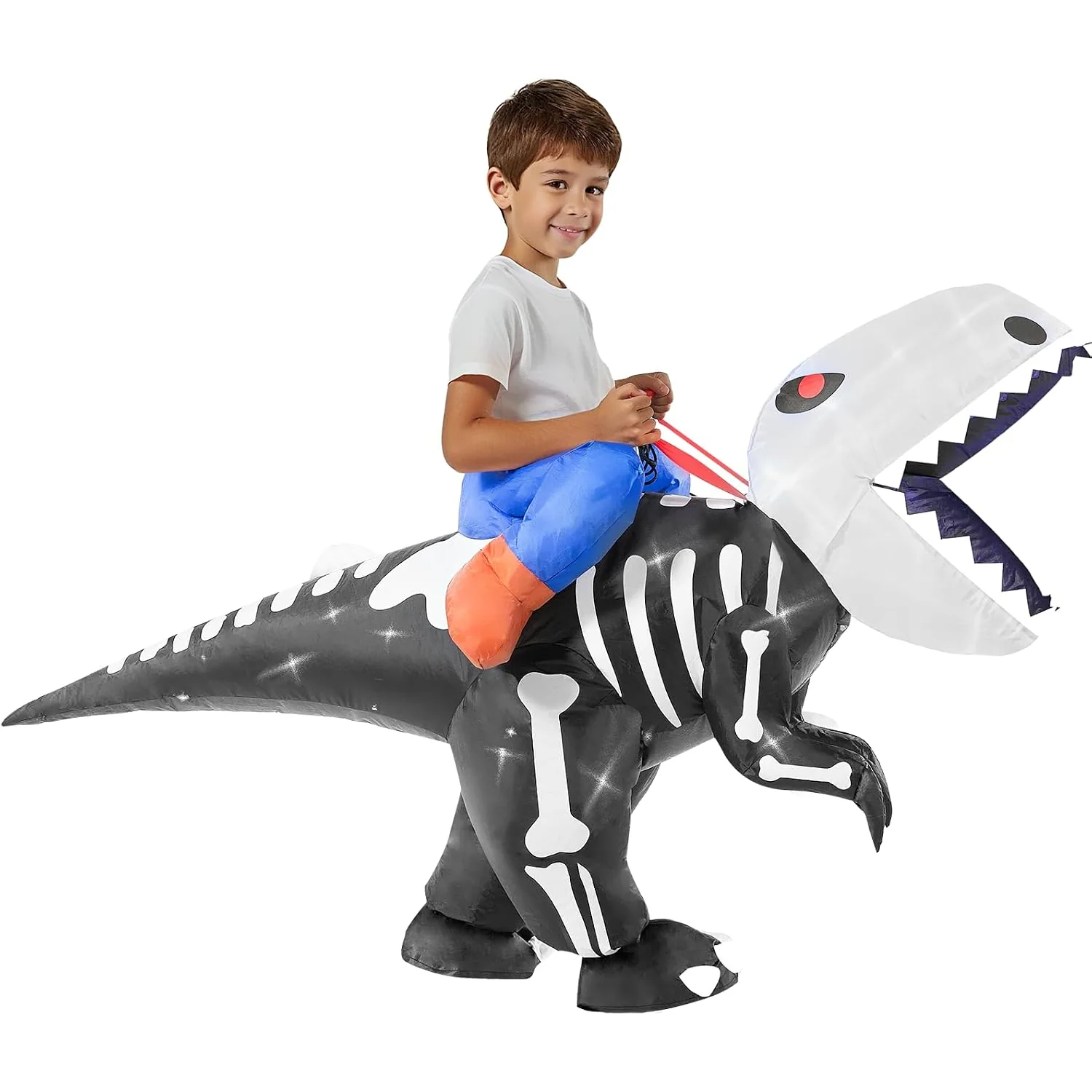 Minetom Halloween Light-Up Inflatable Dinosaur Costume For Kids, Black and White, photo 7