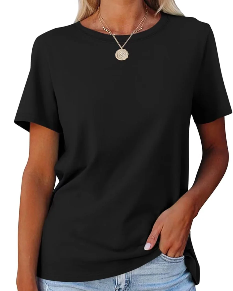 Minetom Women's T Shirts Short Sleeve Tops Casual Summer Tees B-Black, B-black, XX-Large, photo 1