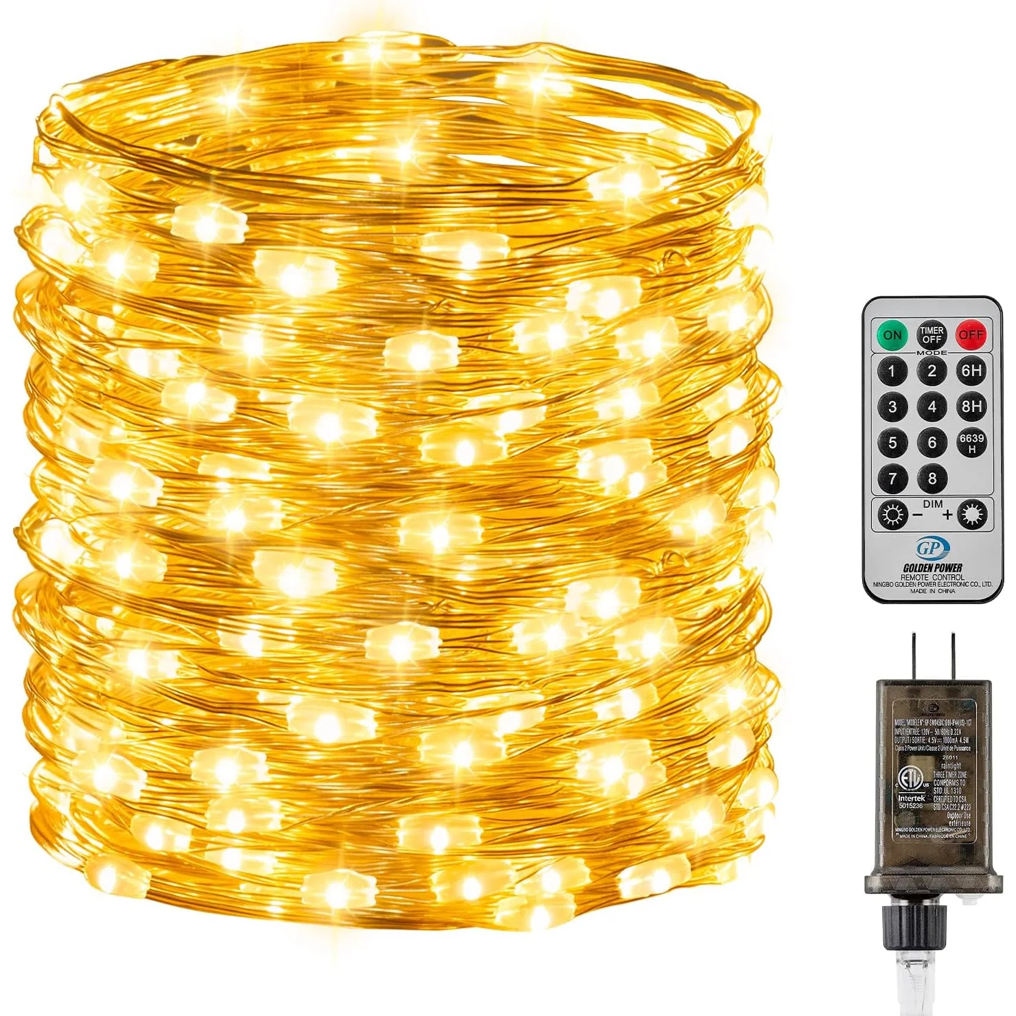 Minetom 66FT 200 LED Fairy Lights Plug in with Remote, Warm White, 1Pack - 200 LEDs, photo 1