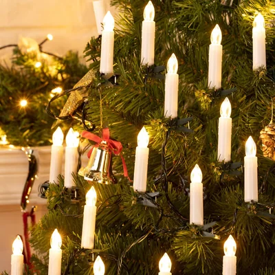 Minetom 48ft 50 LED Connectable Flameless Candle Lights for Christmas Tree, thumbnail 1