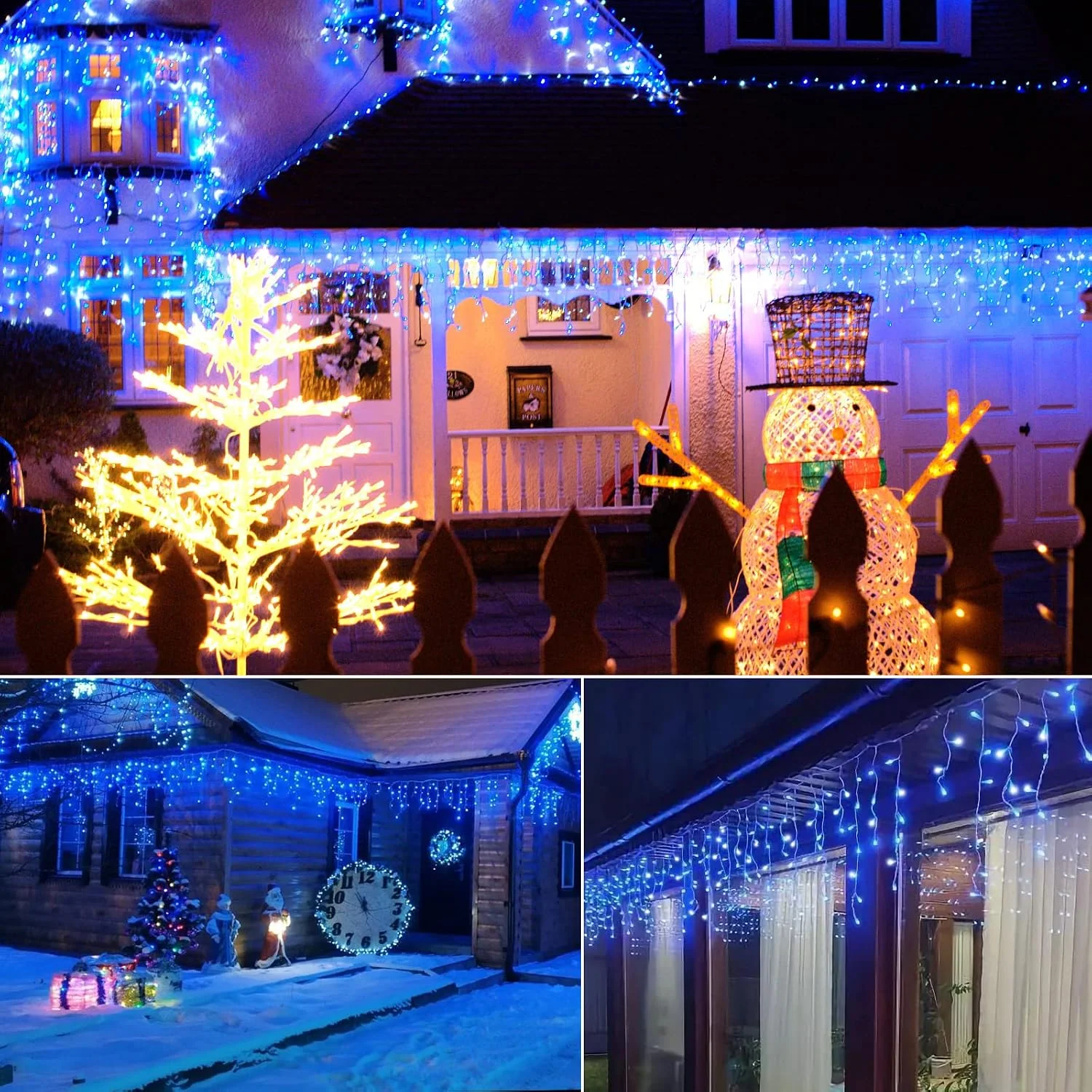 Minetom Icicle Lights for Outside, 164Ft 1344 LED White Christmas Lights, photo 2