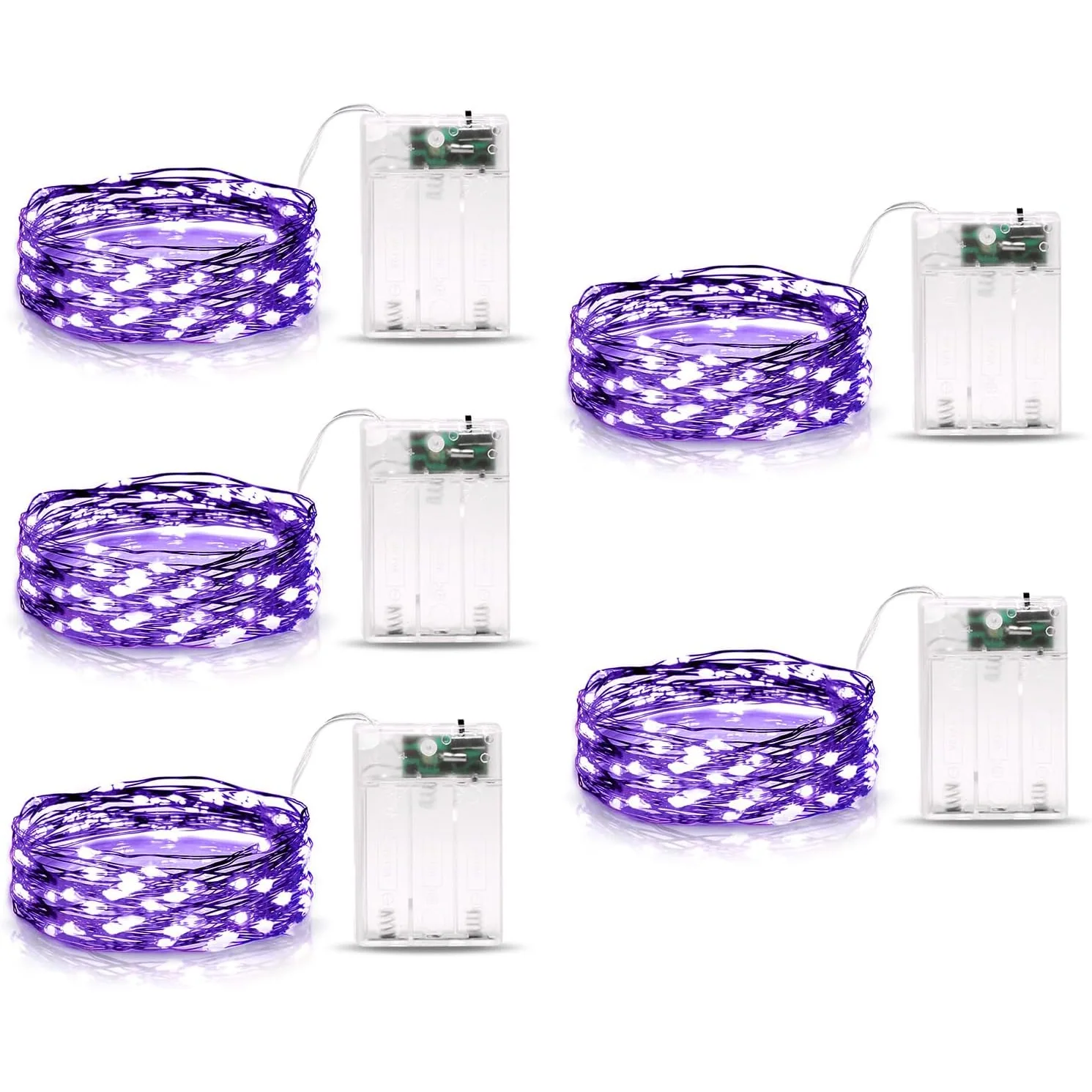 Minetom 5 Pack Fairy Lights Battery Operated, Purple, 5 Pack, photo 5