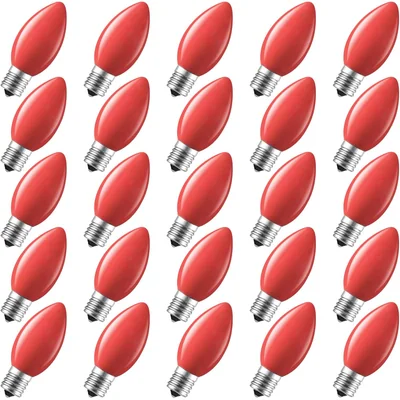 Minetom 25 Pack C9 LED Christmas Light Bulbs, Red Plastic C9 Shatterproof LED Bulbs, thumbnail 1