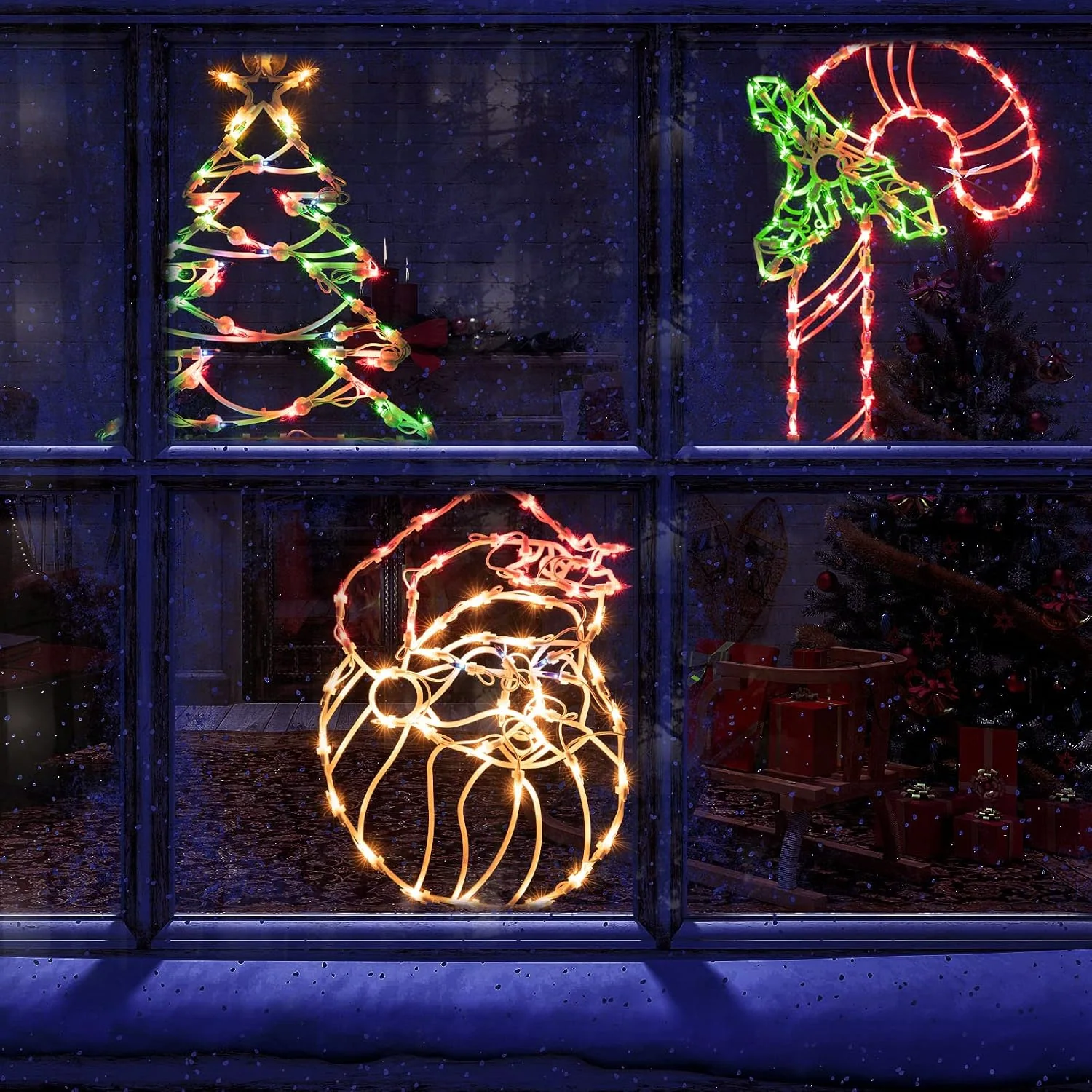 Minetom Christmas Window Silhouette Lights Decorations, photo 2