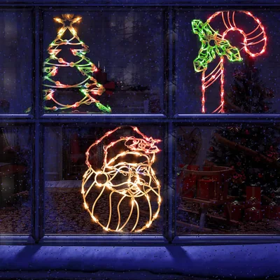Minetom Christmas Window Silhouette Lights Decorations, thumbnail 2